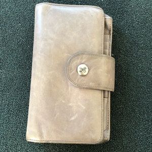 Grey HOBO wallet with wrist strap